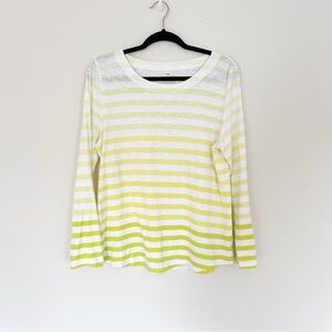 Talbots Striped Long-Sleeve Scoop Neck Top Large 100% Cotton Spring Easter
